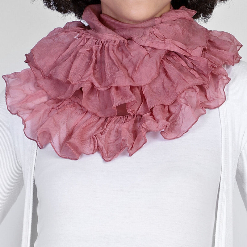 Blushed Ruffle Silk Scarf - Pink