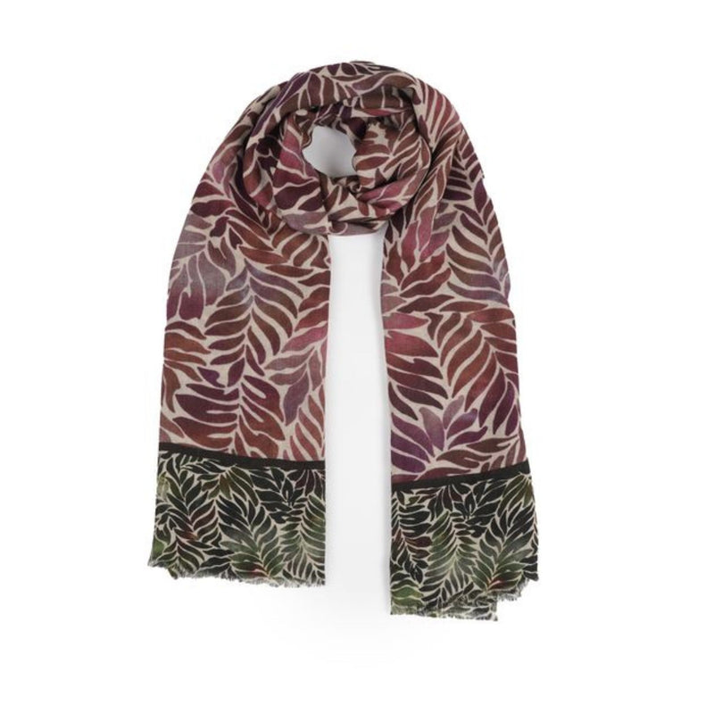 Fern Wool Twill Scarf - Wine Magenta