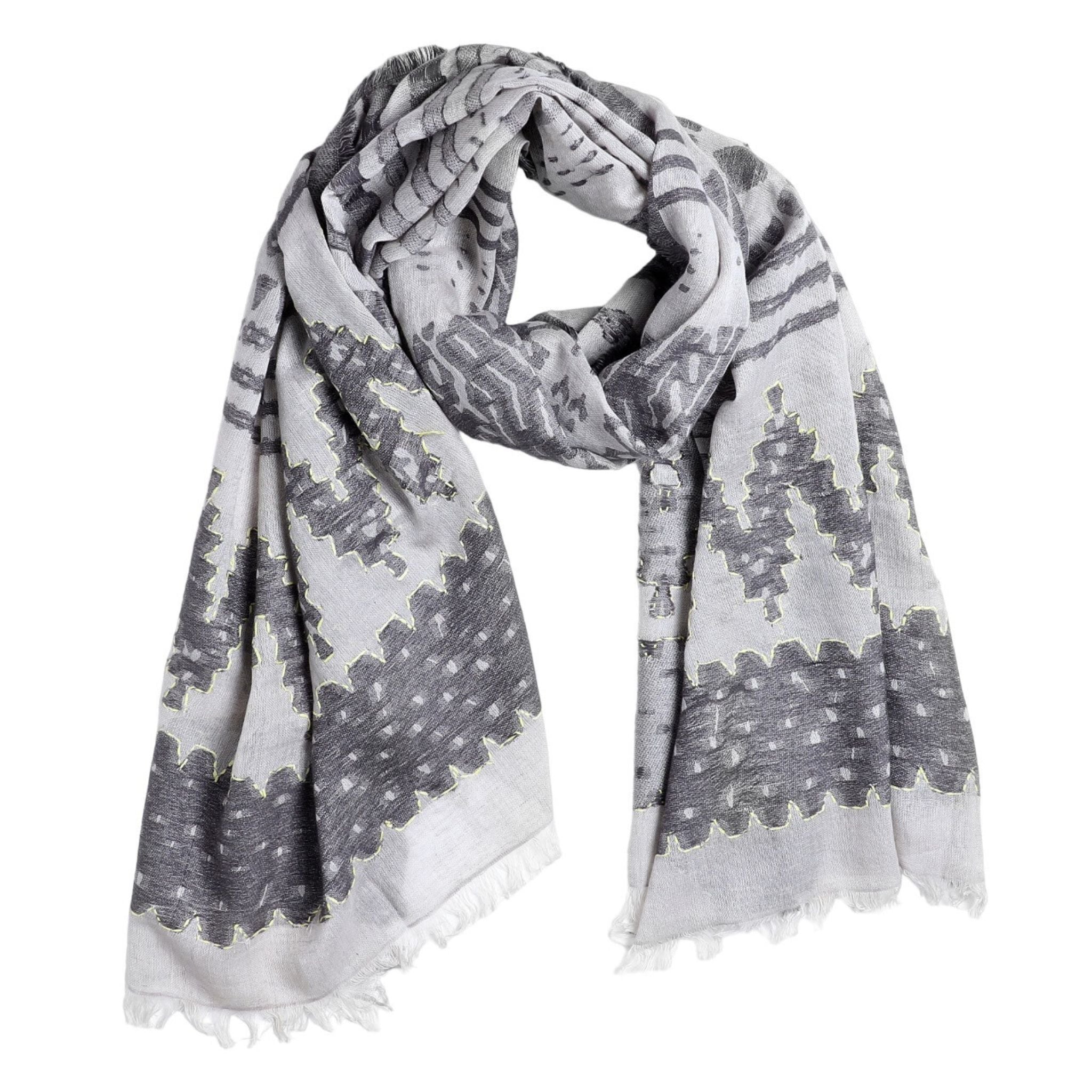 Monochrome Tribal Weave Scarf - Natural