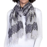 Monochrome Tribal Weave Scarf - Natural