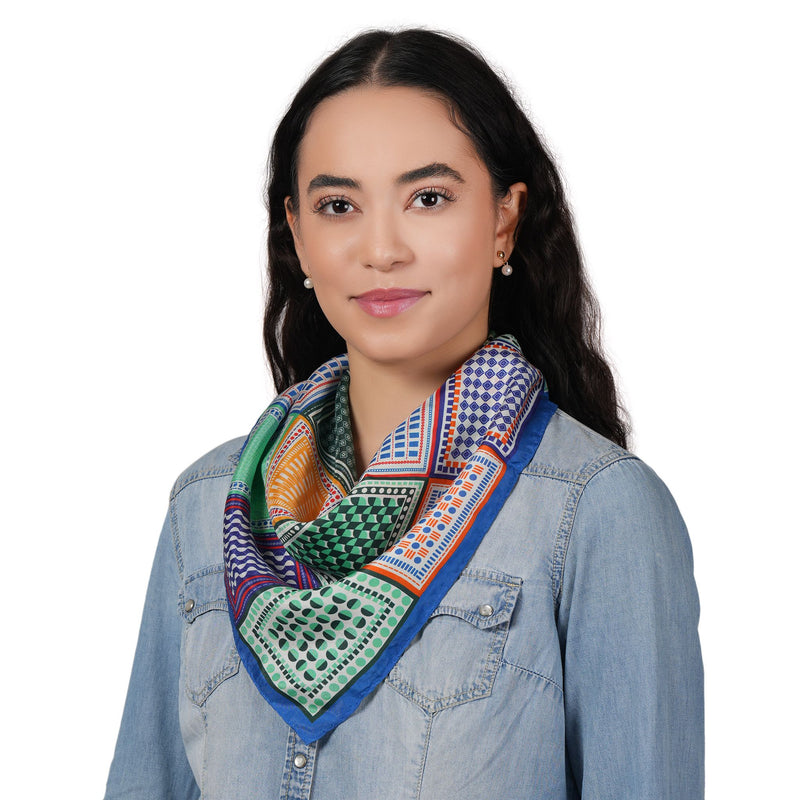 Art Block Silk Bandana - Lapis Blue