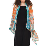 Wildflower Sheer Kimono Cardigan - Tangerine