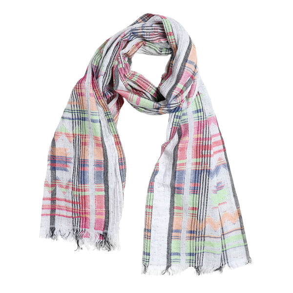Woven Striped Tribal Scarf - Multi