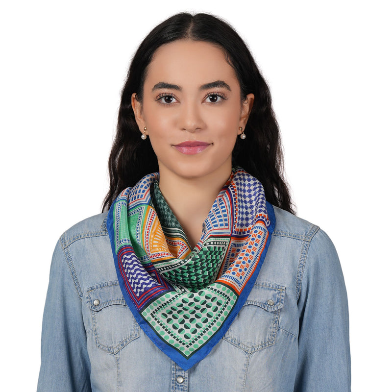 Art Block Silk Bandana - Lapis Blue