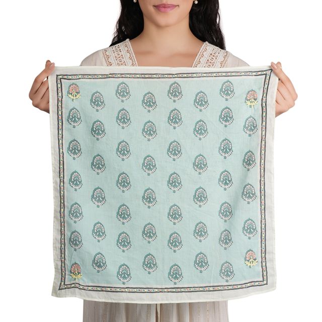 Soft Blossom Cotton Bandana - Sea Mist