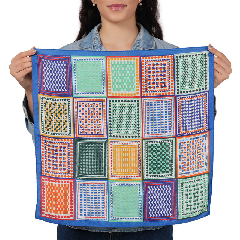 Art Block Silk Bandana - Lapis Blue