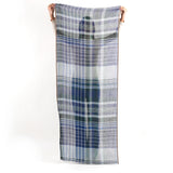 Plaid Wool Scarf - Indigo
