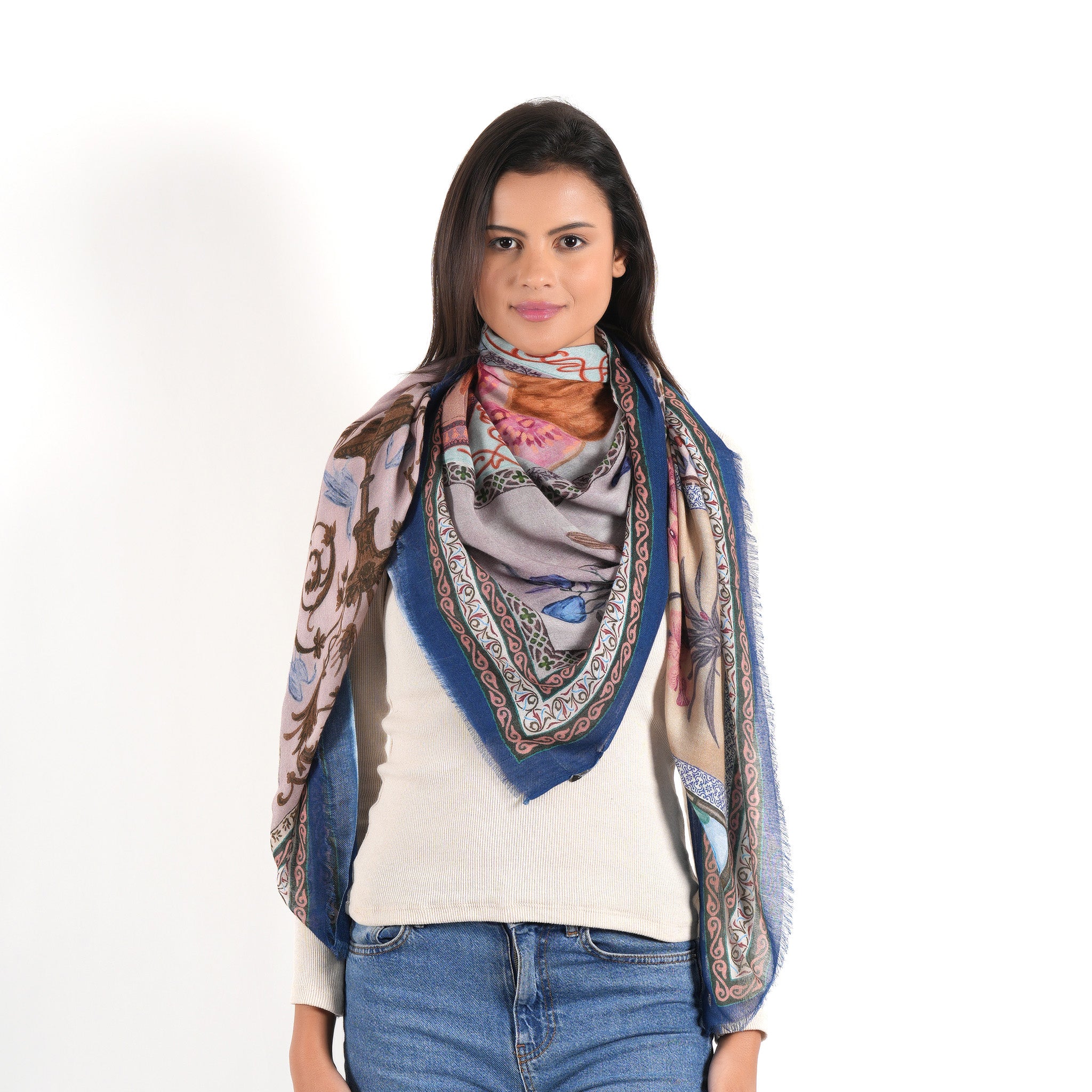 Curated Gallery Mosaic Square Scarf - Sage Green - view 9