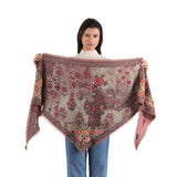 Autumn Bloom Jacquard Scarf - Rust Red