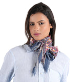 Tapestry Medallion Square Scarf - Navy Blue - view 5