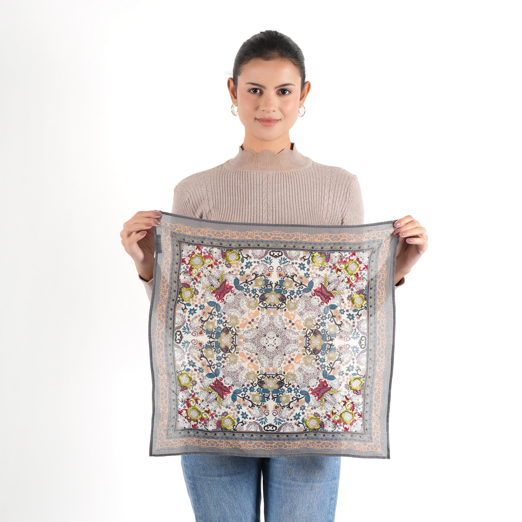 Garden Medallion Bandana - Charcoal Grey - view 3