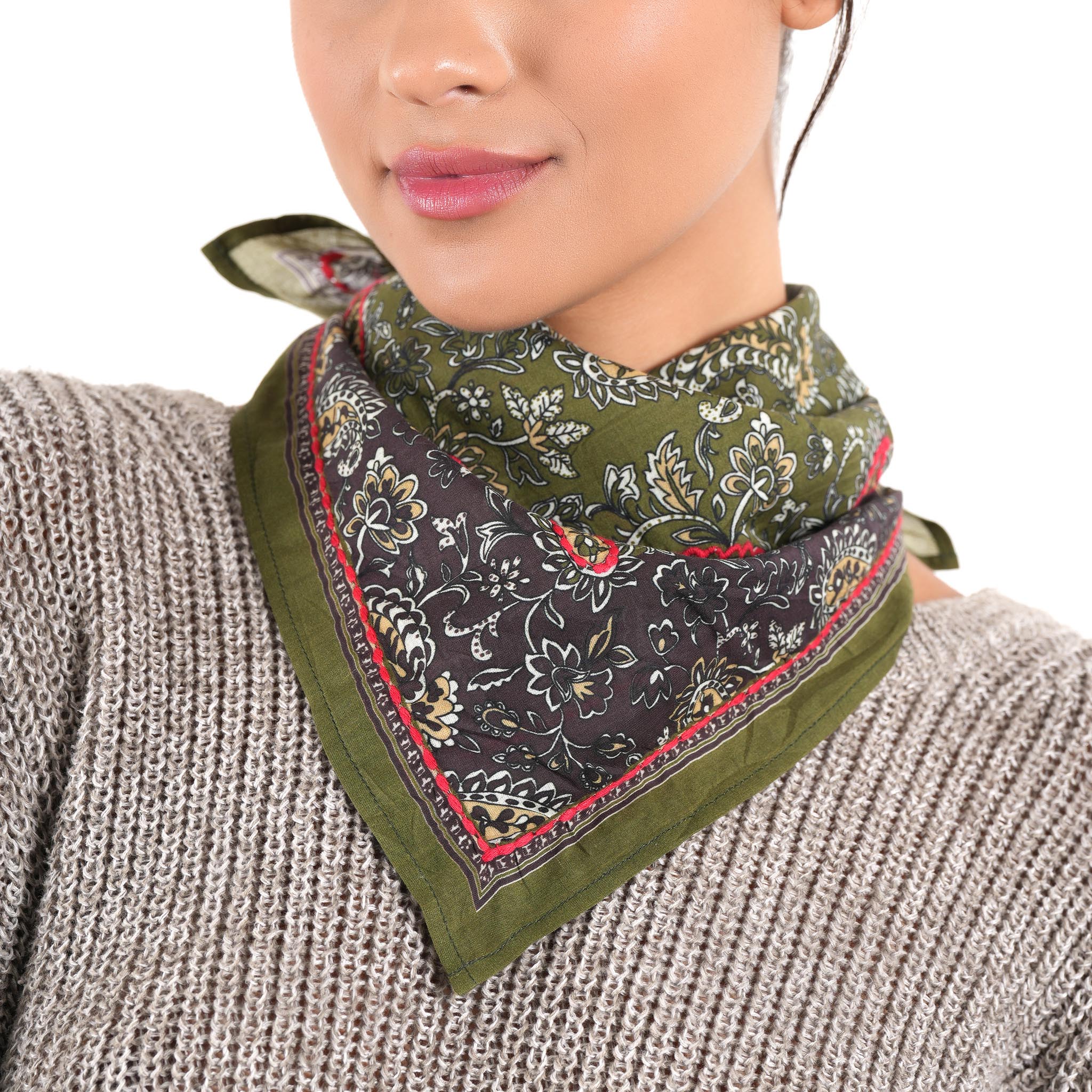Paisley Floral Bandana - Olive - view 3