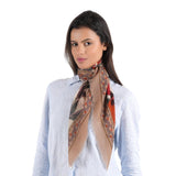 Pomegranate Garden Square Scarf - Tan - view 4