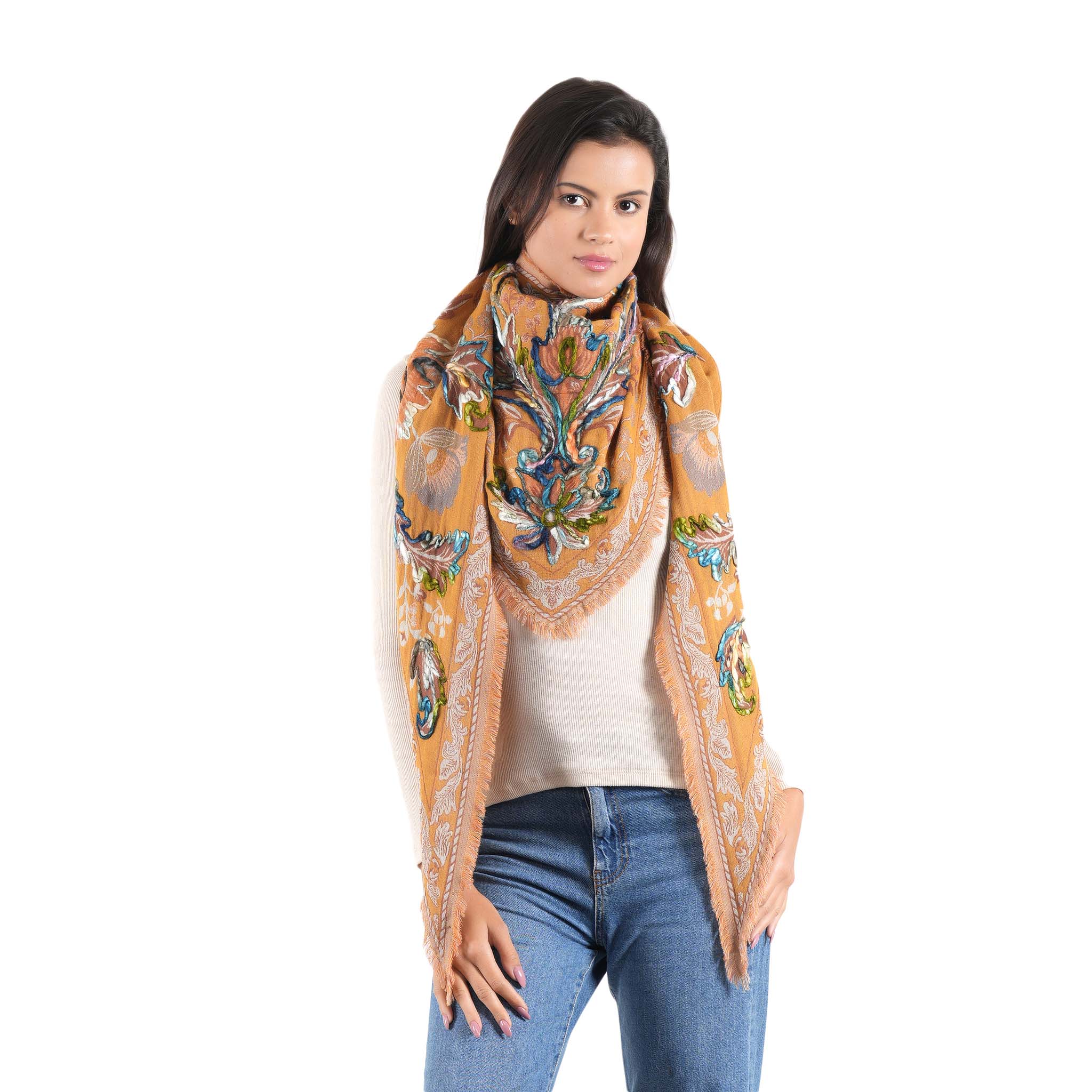 Meadow Jacquard Scarf - Mustard - view 8