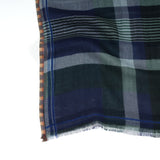 Plaid Wool Scarf - Indigo - view 6