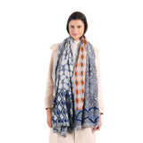 Mosaic Floral Jacquard Scarf - Indigo Blue - view 5