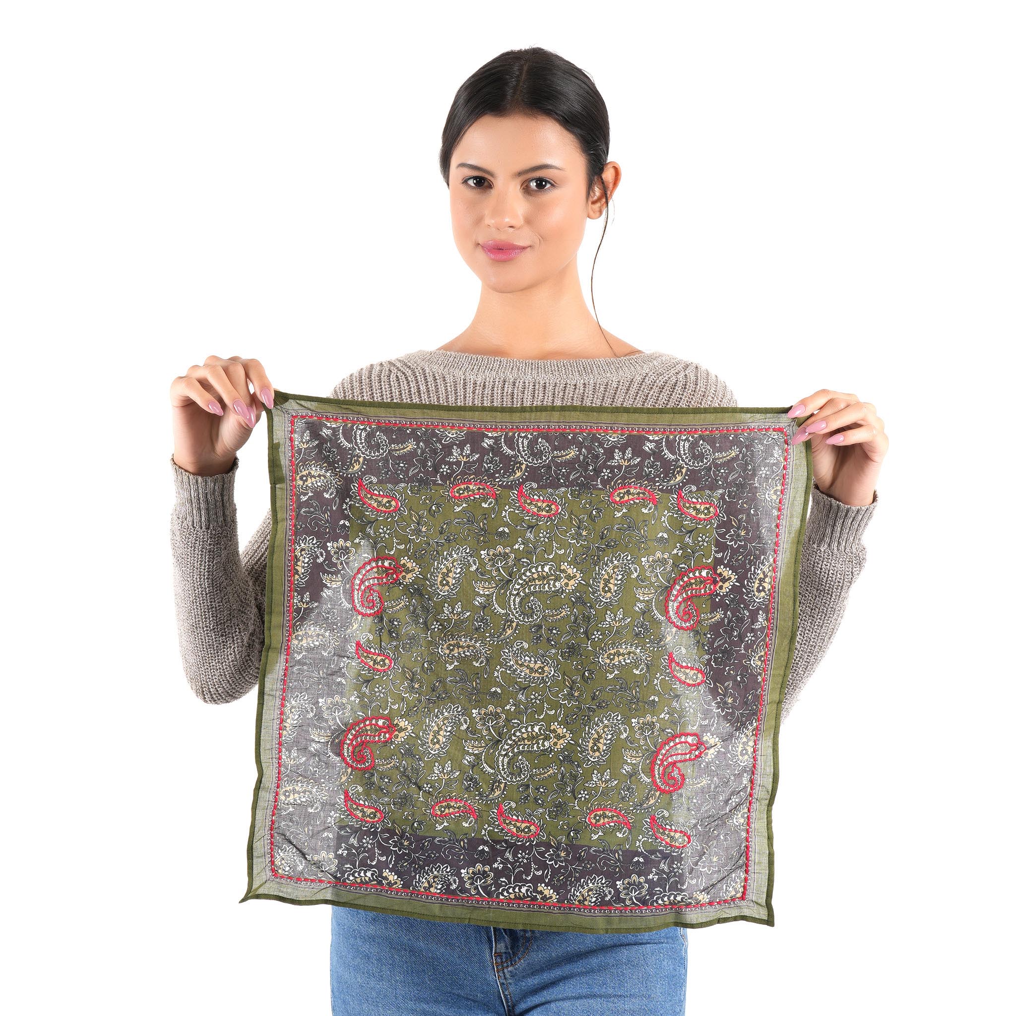 Paisley Floral Bandana - Olive - view 3