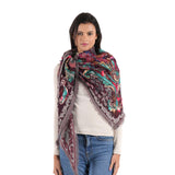 Meadow Jacquard Scarf - Wine - view 4