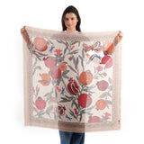 Pomegranate Garden Square Scarf - Tan