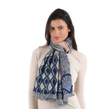 Mosaic Floral Jacquard Scarf - Indigo Blue - view 4