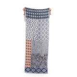 Mosaic Floral Jacquard Scarf - Indigo Blue