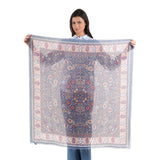 Tapestry Medallion Square Scarf - Navy Blue