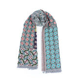 Geometric Jacquard Scarf - Teal Blue - view 8