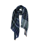Plaid Wool Scarf - Indigo - view 7