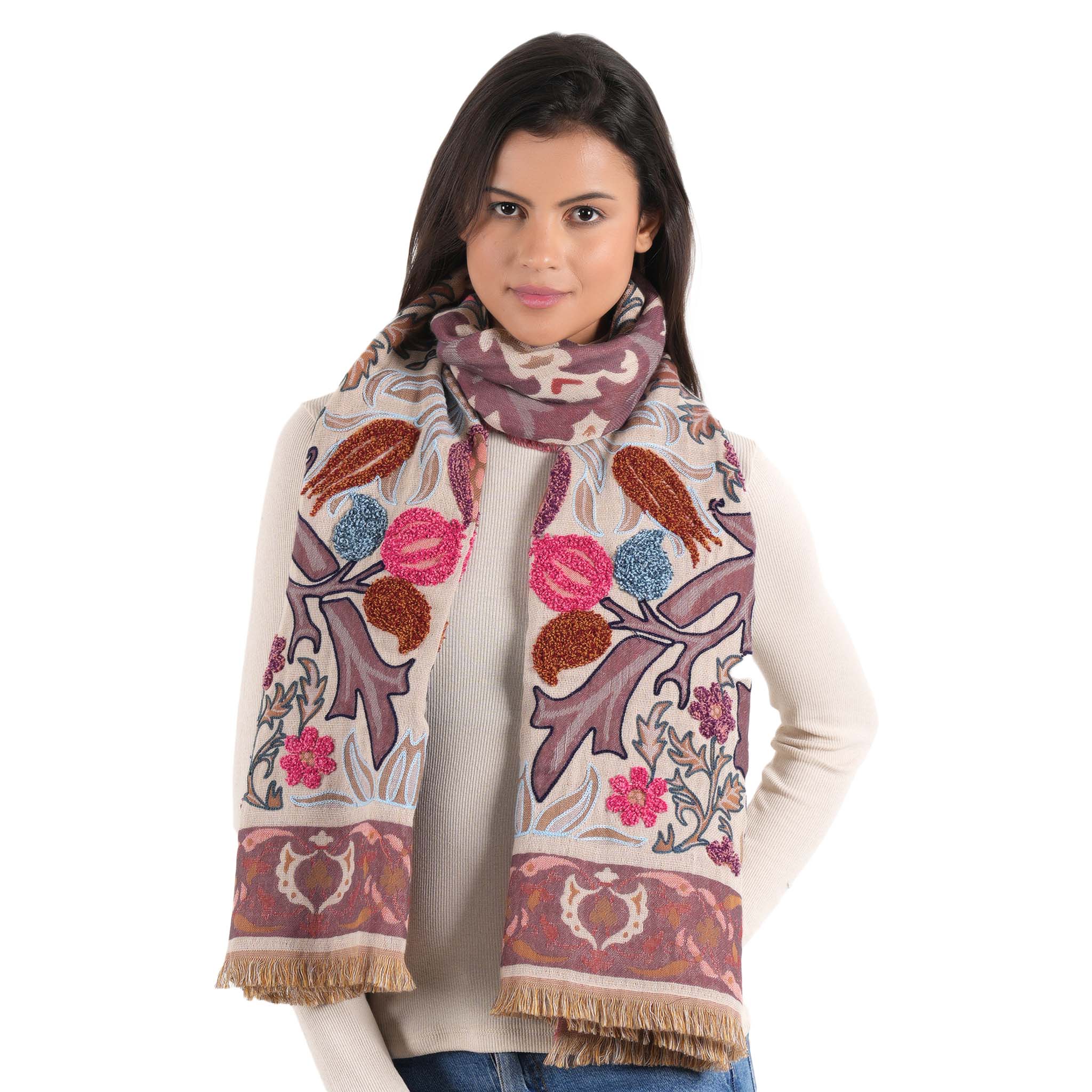 Periwinkle Jacquard Scarf - Rosewood Pink - view 9