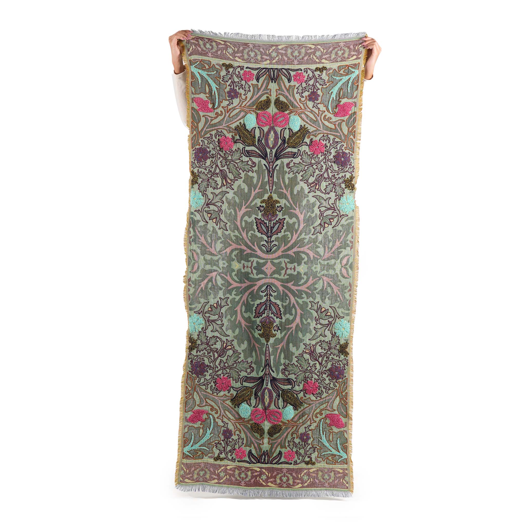 Periwinkle Jacquard Scarf - Green - view 9