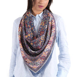 Tapestry Medallion Square Scarf - Navy Blue - view 3