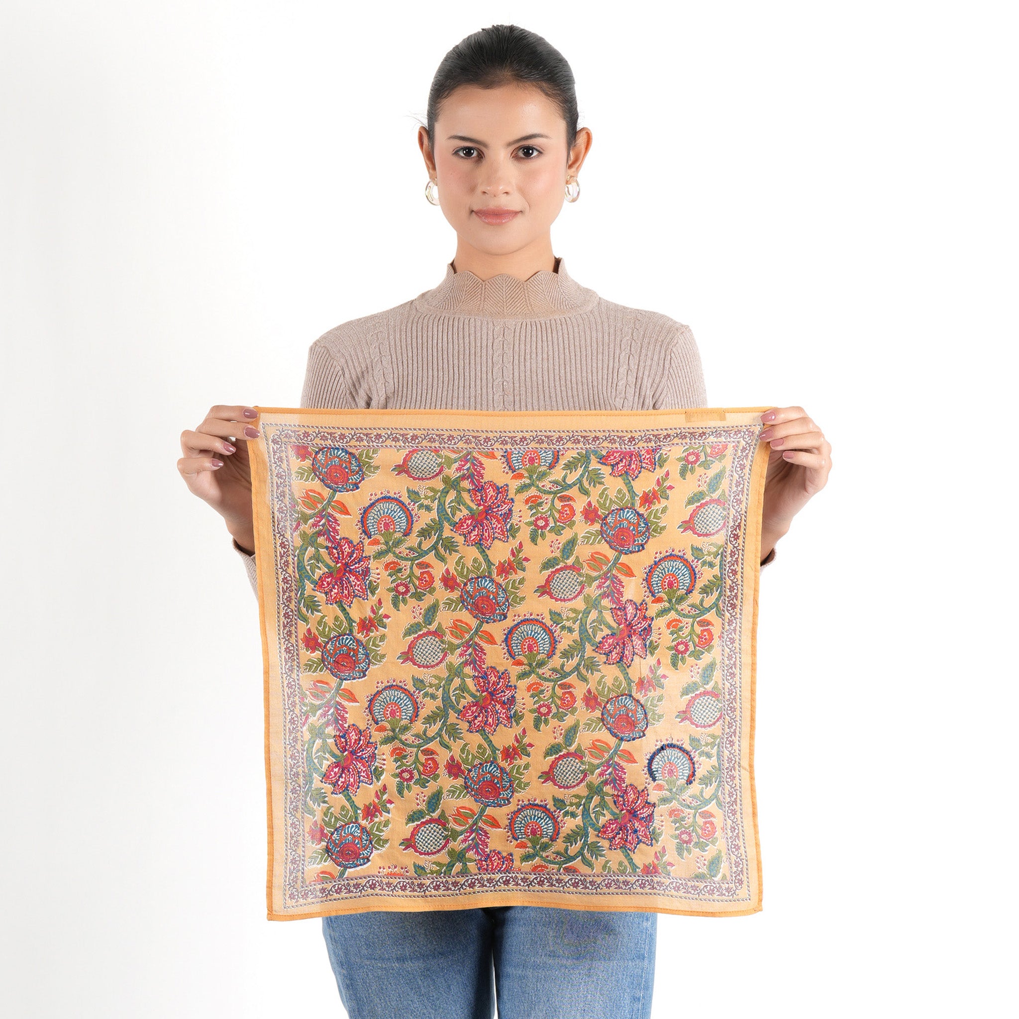 Pomegranate Floral Bandana - Mustard - view 11