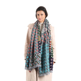 Geometric Jacquard Scarf - Teal Blue - view 5
