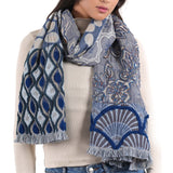 Mosaic Floral Jacquard Scarf - Indigo Blue - view 3