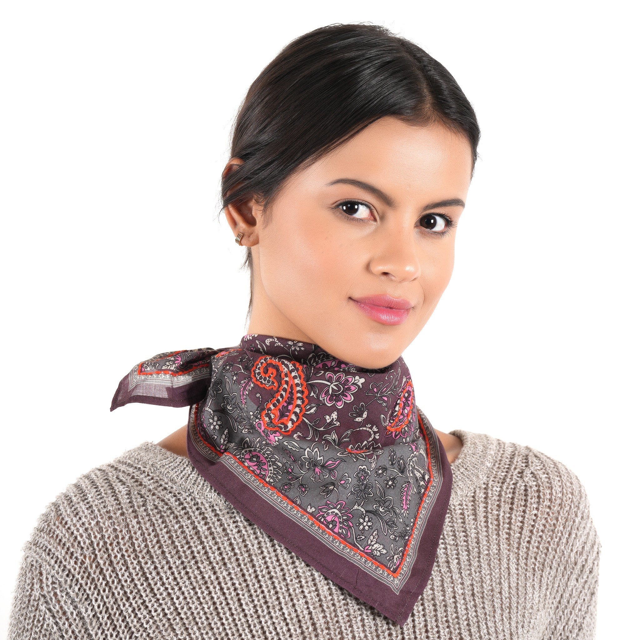 Paisley Floral Bandana - Plum - view 3