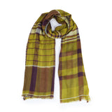Plaid Wool Scarf - Lime - view 7