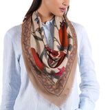 Pomegranate Garden Square Scarf - Tan - view 3