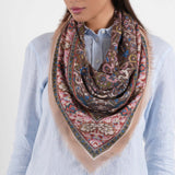 Tapestry Medallion Square Scarf - Dark Brown - view 3