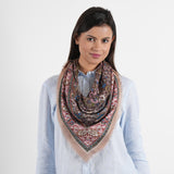 Tapestry Medallion Square Scarf - Dark Brown - view 2