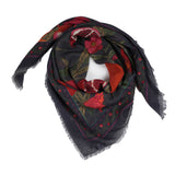 Pomegranate Garden Square Scarf - Midnight Black - view 8