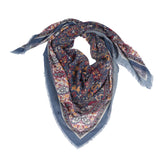Tapestry Medallion Square Scarf - Navy Blue - view 8