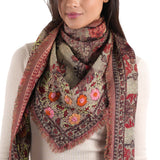 Autumn Bloom Jacquard Scarf - Rust Red - view 3
