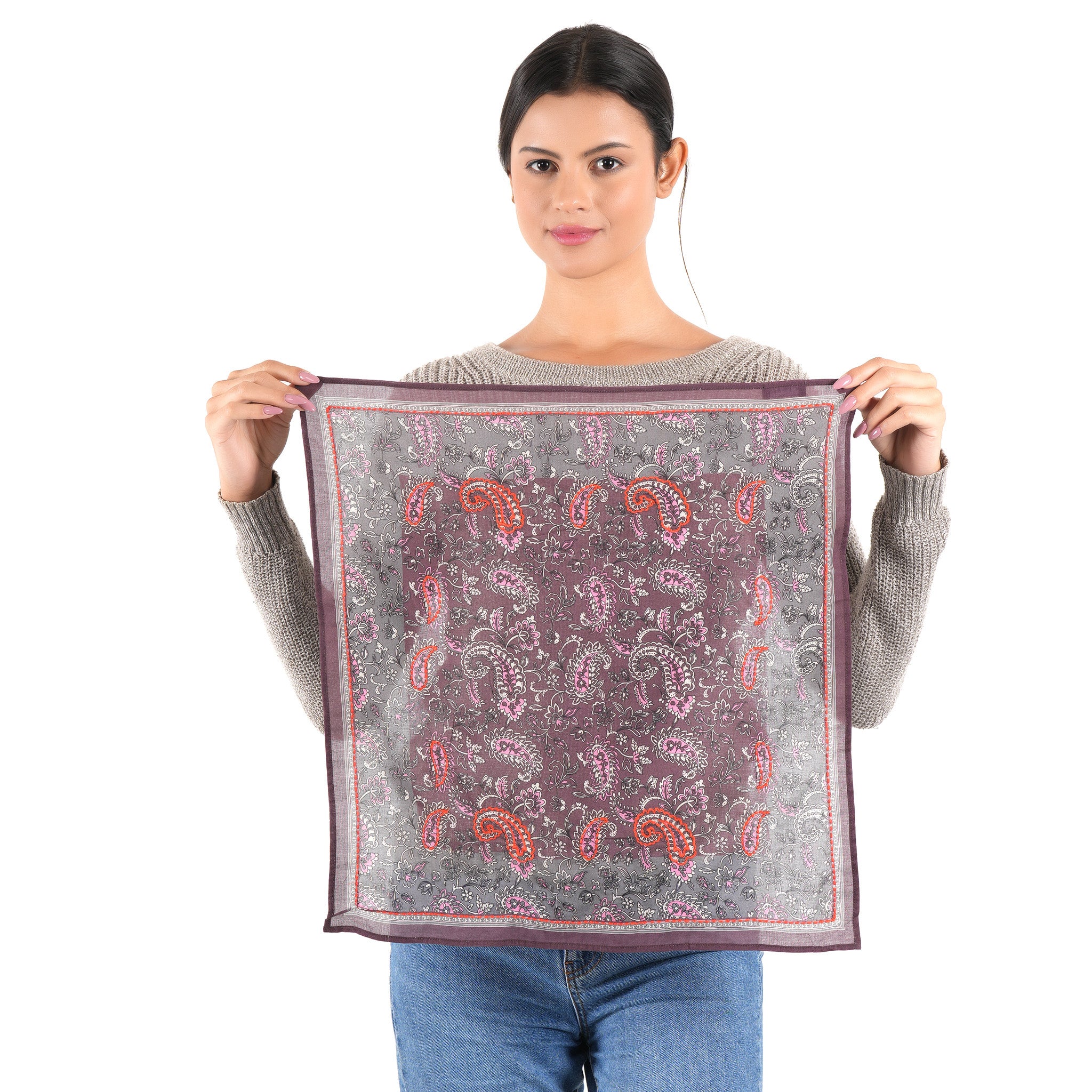 Paisley Floral Bandana - Plum - view 3