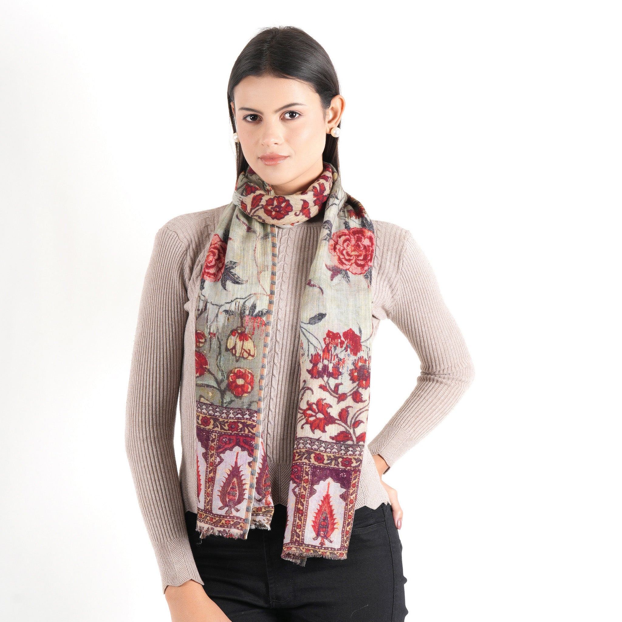 Rustic Garden Scarf - Rust Red - view 10