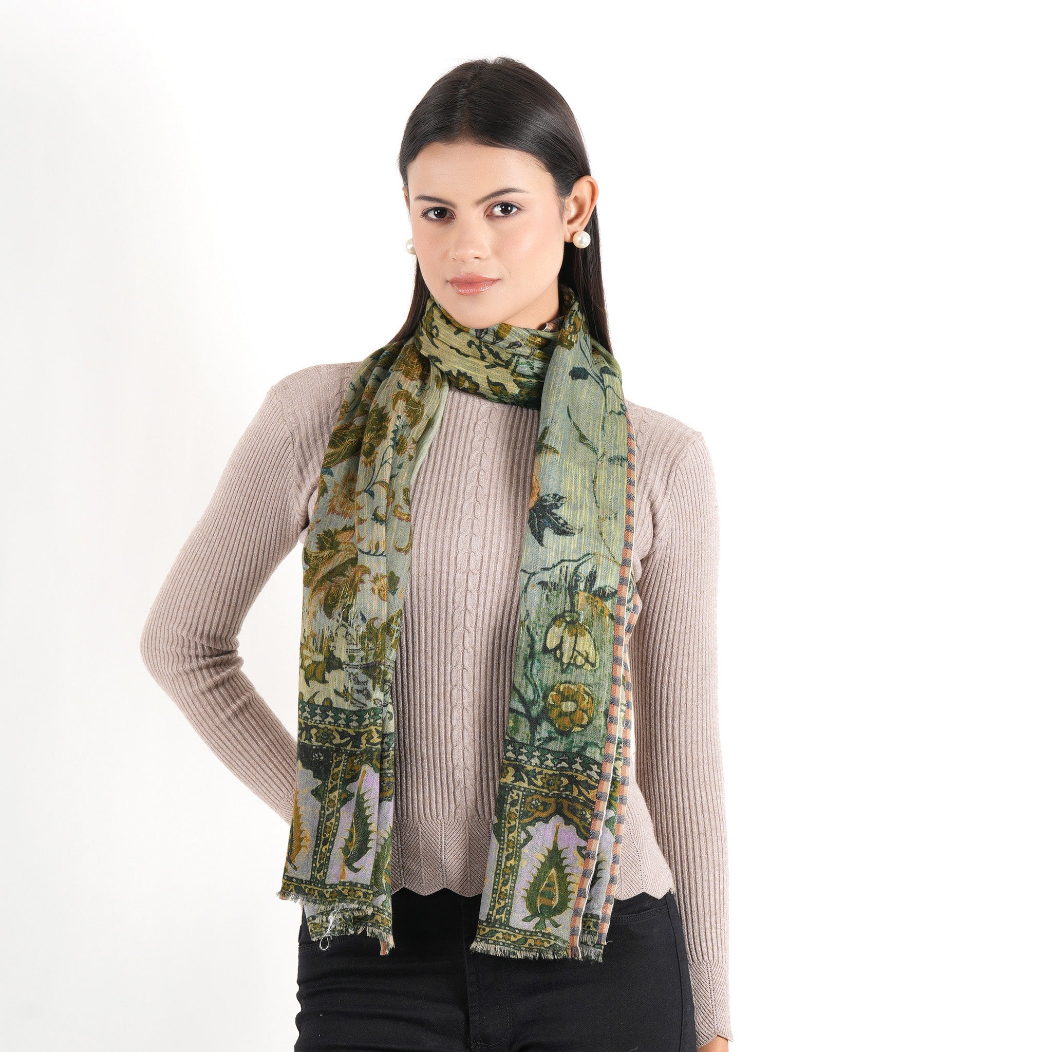 Rustic Garden Scarf - Moss Green - view 9