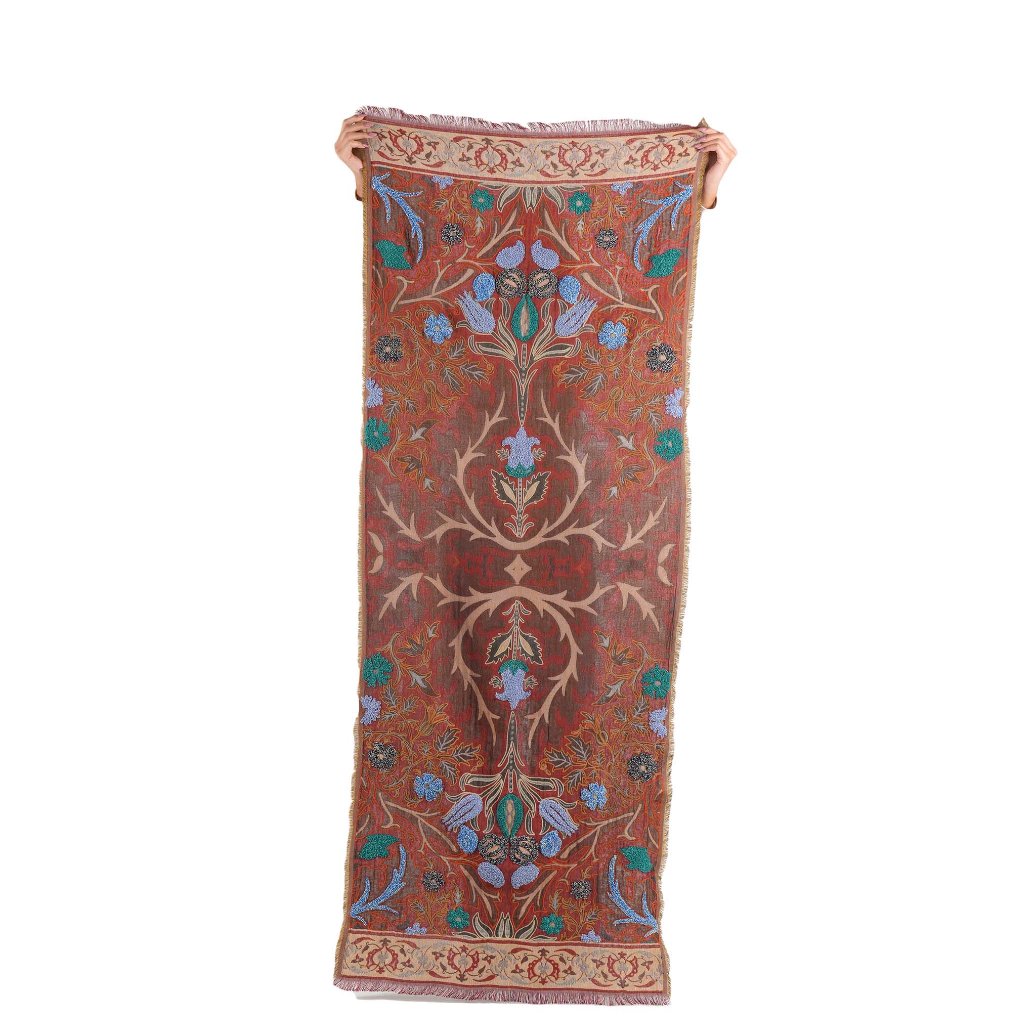 Periwinkle Jacquard Scarf - Terracotta - view 9