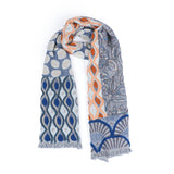 Mosaic Floral Jacquard Scarf - Indigo Blue - view 8