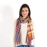 Plaid Wool Scarf - Amber - view 2
