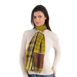 Plaid Wool Scarf - Lime - view 4