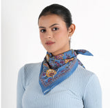 Pomegranate Floral Bandana - Dusty Blue - view 3
